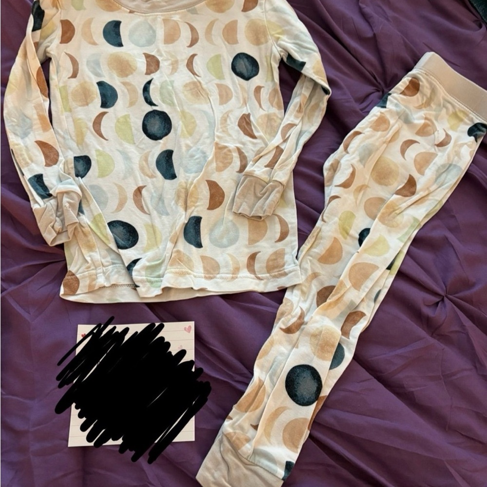 Little Sleepies Bamboo Moon Phase Kids Pajamas Set PLAY!! HAS PINHOLES!